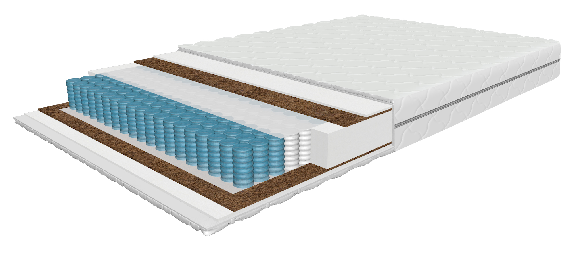 Relax Coco mattress 140x200 cm with 7-zone pocket springs and coconut fibre, height 19 cm, rolled up
